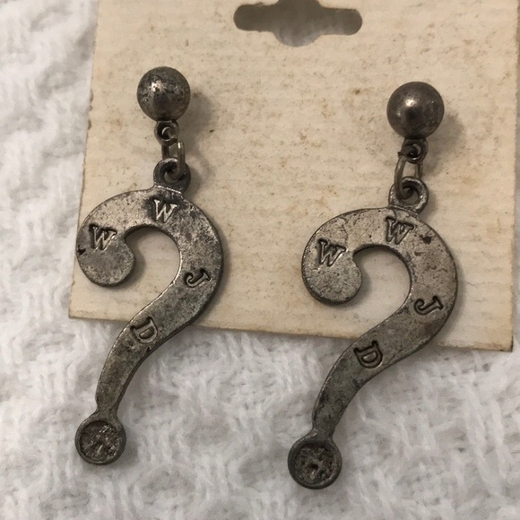 WWJD Silver Vintage Earrings What Would Jesus Do - Picture 2 of 3